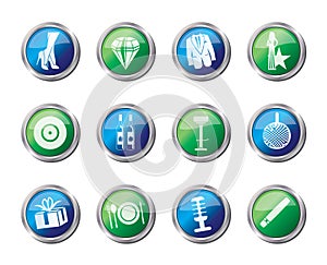 Luxury party and reception icons over colored background