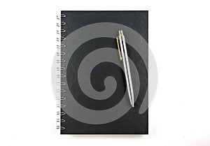 Luxury pen and blank notebook isolated