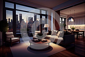 luxury penthouse suite, with view of the city skyline, and private rooftop terrace