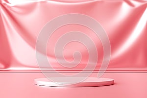 Luxury pink product background stand or podium pedestal on advertising display with blank backdrops. 3D rendering