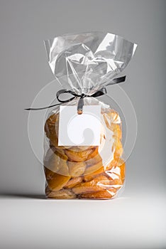 Luxury plastic bag of dried apricots with blank label