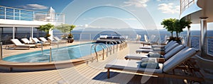 Luxury pool at cruise ship at summer vacation