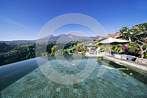 Luxury pool with exotic Rinjani mountain view