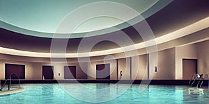 Luxury pool villa spectacular contemporary design digital art real estate , home, house and property, Generative AI