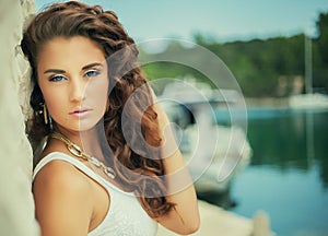 Luxury portrait beautiful girl, curly hair