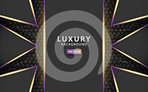 Luxury premium dark abstract overlay layers background. Realistic light effect on textured black circle background.with purple