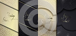 Luxury Premium design. Vector set packaging templates with different texture for luxury products.  VIP design