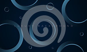 Luxury Premium wallpaper illustration. Modern dark blue background with stylish aquamarine geometric circles elements.
