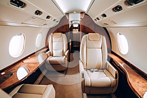 Luxury private jet interior. Generative AI
