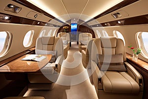 Luxury private jet interior. Generative AI