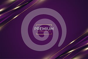 Luxury Purple and Gold Background with Golden Lines and Paper Cut Style