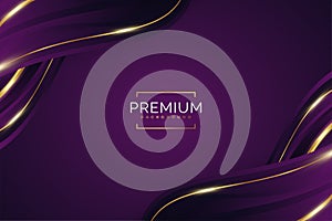 Luxury Purple and Gold Background with Golden Lines and Paper Cut Style