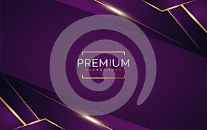 Luxury Purple and Gold Background with Golden Lines and Paper Cut Style