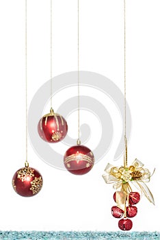 Luxury red Christmas ball with jingle bell, hanging Decoration