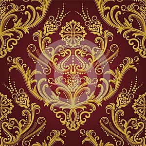 Luxury red & gold floral wallpaper