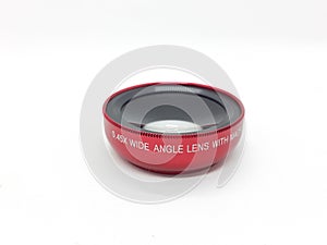 Luxury Red Metallic Selfie Lens with Macro Fish Eye Technology for Phone Camera Accessories in White Isolated Background 03