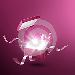 Luxury red open gift box