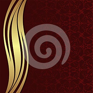 Luxury red ornamental Background with golden wave Border