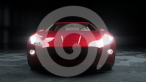 Luxury red sport car . realistic 3d rendering.