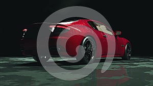 Luxury red sport car with water drops. photorealistic 4K animation.