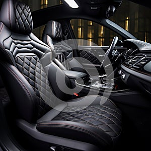 Luxury Redefined in this Modern Black Leather Car Interior