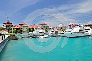 Luxury residency and marina in Seychelles.