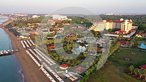 Luxury resort hotel with a swimming pools, top view.