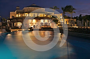 Luxury resort at night