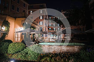 Luxury restaurant garden at night in elegant setting