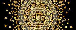 Luxury and rich arabic pattern, gold and black. Vector random mosaic . Arabesque vector seamless pattern. Geometric