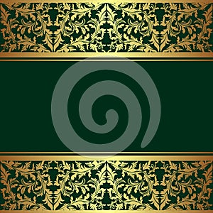 Luxury rifle-green Background with golden Borders.