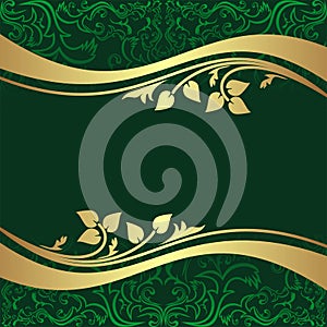 Luxury rifle-green Background with golden floral B