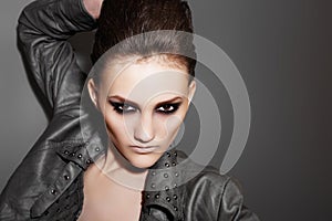 Luxury rock woman with fashion evening make-up