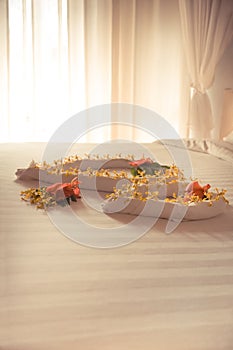 Luxury romantic hotel suite room for honeymoon couple