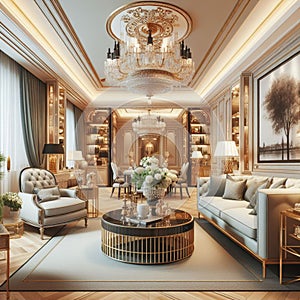 Luxury Room Inside Design In Ai Graphic
