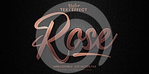 Luxury rose gold editable text effect on black canvas background