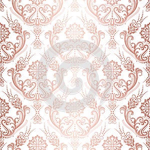 Luxury rose gold floral damask wallpaper isolated pattern