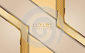 Luxury rose pink with golden lines in 3d abstract style background. Modern vector illustration