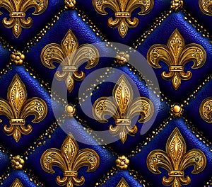 Luxury Royal Blue and Gold Fleurdelis Pattern