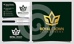 Luxury Royal Crown Vintage logo design vector illustration, business card template