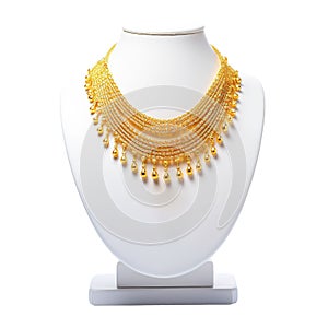 Luxury Royal Gold Necklace on Display Stand - Studio Photography