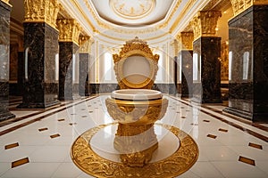 Luxury Royal Toilet Bowl in Palace Hall Center, Gilded Baroque Toilet, Vip Toilet for Vip Persons