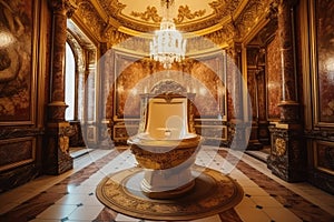 Luxury Royal Toilet Bowl in Palace Hall Center, Gilded Baroque Toilet, Vip Toilet for Vip Persons