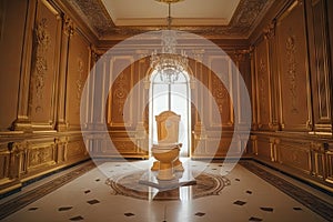 Luxury Royal Toilet Bowl in Palace Hall Center, Gilded Baroque Toilet, Vip Toilet for Vip Persons