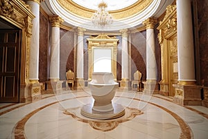Luxury Royal Toilet Bowl in Palace Hall Center, Gilded Baroque Toilet, Vip Toilet for Vip Persons