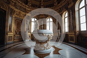 Luxury Royal Toilet Bowl in Palace Hall Center, Gilded Baroque Toilet, Vip Toilet for Vip Persons