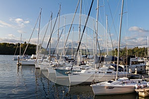 Luxury Sail Yachts moored along a Pier in Bowness-on-Windermere