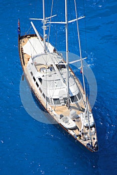 Luxury sailboat with azure sea