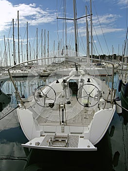 Luxury sailboat in the marina