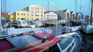 Luxury sailboats in Nyhavn harbor, Copenhagen water transport, Scandinavian